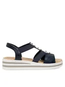 Sandały damskie - Rieker Sandały V0287-14 Granatowy - miniaturka - grafika 1