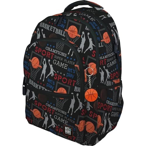 Grafoplás Plecak szkolny z trzema przegrodami 33x46x22,5cm Wyściełany obszar na laptopa Model Roomy Projekt kosza Bits & Bobs Pop Up Design Idealny na przybory szkolne, Czarny (Black),