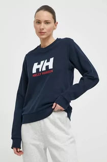 Bluzy damskie - Helly Hansen bluza bawełniana damska kolor granatowy z nadrukiem 34462 - grafika 1