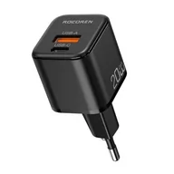 Ładowarki do telefonów - Ładowarka sieciowa Rocoren USB-C, USB, Power Delivery, MiniGaN, 20W (czarna) - miniaturka - grafika 1