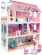 Domki dla lalek - DREWNIANY Domek dla Lalek PINK domki dla dzieci LED 70cm - miniaturka - grafika 1