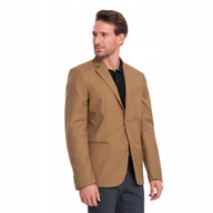 Marynarki męskie - Klasyczna marynarka męska 80% poliester karmelowa V2 OM-BLZB-0115 M - miniaturka - grafika 1