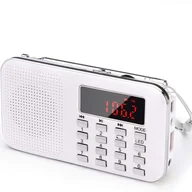 Radia - Małe przenośne radio z akumulatorem, 1 akumulatorem 200 mAh i światłem awaryjnym, mini USB/SD/AUX (białe) - miniaturka - grafika 1