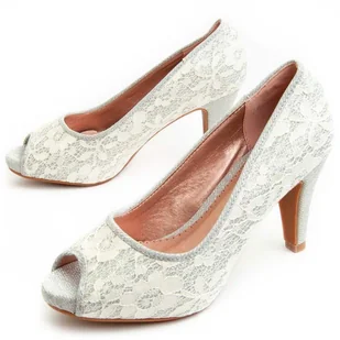 Montevita Buty Na Obcasie Unne3 Srebrny - Czółenka - miniaturka - grafika 1