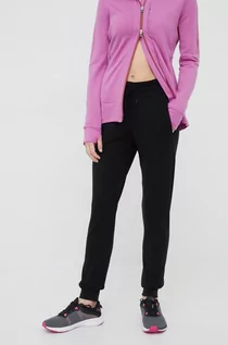 Spodnie damskie - Icebreaker spodnie dresowe wełniane damskie kolor czarny gładkie - grafika 1