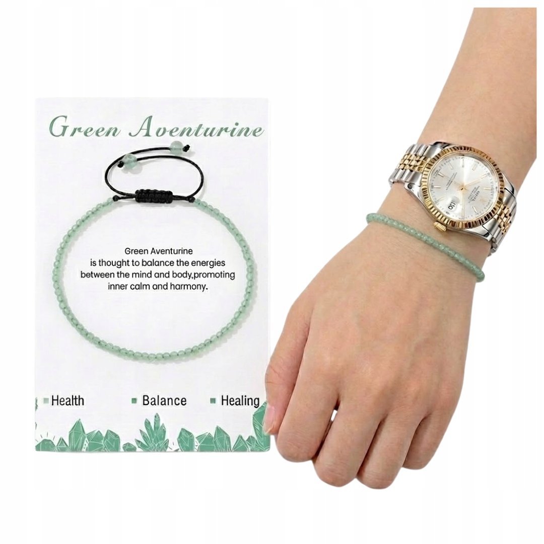 Bransoletka Zielony Awenturyn Drobne Koraliki Naturalny Kamień