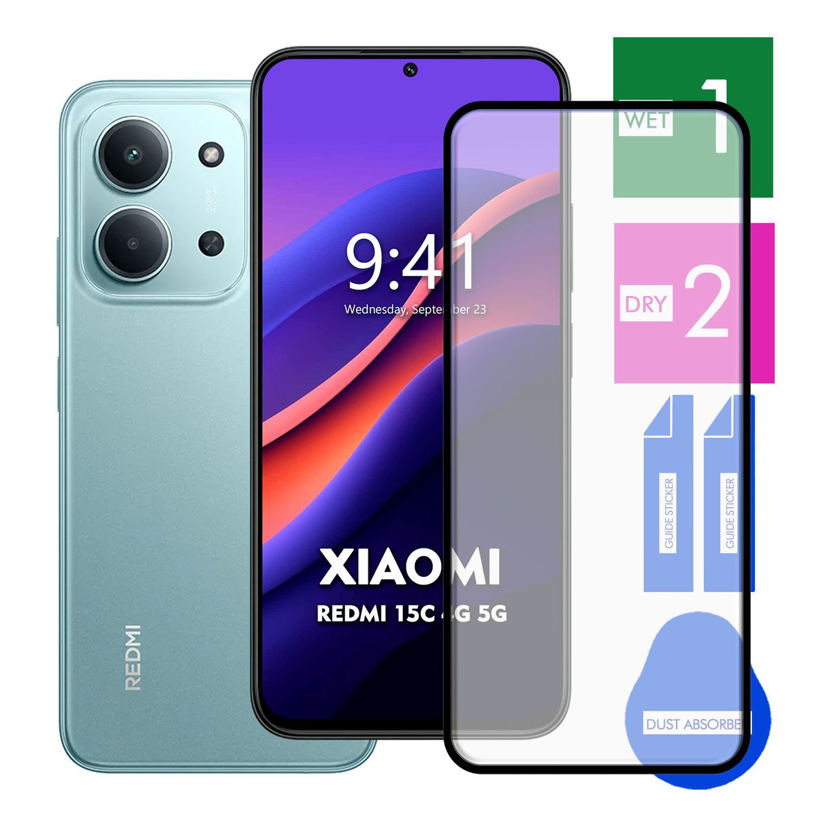 SZKŁO HARTOWANE DO XIAOMI REDMI 15C 4G 5G NA TELEFON PEŁNE CAŁY EKRAN 9H 5D