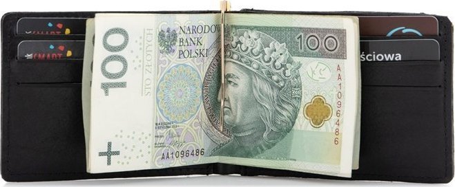 Belveder Portfel Męski Slim z Klipsem Czarny BW58