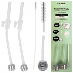 CASNO Zestaw 2x Silikonowa Słomka + Szczoteczka Do Butelki Baby DIZZY - Zestawy naczyń dla dzieci - miniaturka - grafika 1