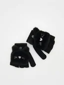 Czapki dla dzieci - Reserved - Rękawiczki bez palców z klapką - czarny - miniaturka - grafika 1