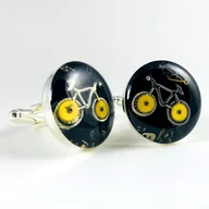 Spinki do mankietów i krawatów - SPINKI - Silver Bike (black) - miniaturka - grafika 1