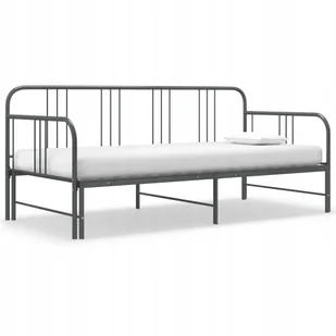 Sofa z wysuwaną ramą łóżka, szara, metalowa, - Łóżka - miniaturka - grafika 1