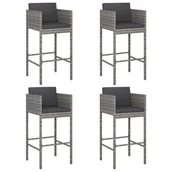 Pozostałe meble ogrodowe - vidaXL Stołki barowe z poduszkami 4 szt. szare polirattan 316661 - miniaturka - grafika 1