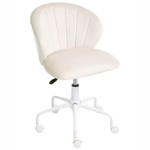 Fotel biurowy, krzesło biurowe Beliani Krzesło obrotowe CHEERFUL Welur Złamana biel - Fotele i krzesła biurowe - miniaturka - grafika 1