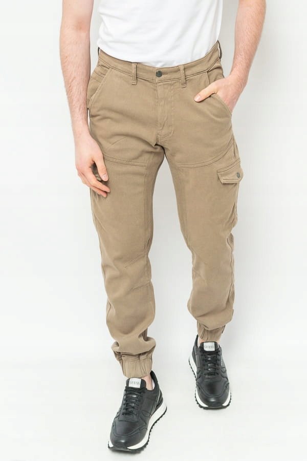 SPODNIE MĘSKIE GUESS M3RB17 WF5U3 KHAKI - Pants: 32