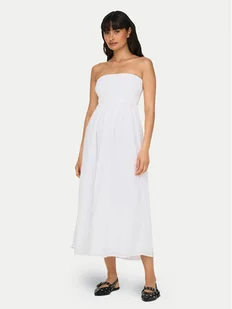 ONLY Sukienka letnia Claudia 15343044 Biały Regular Fit - Sukienki - miniaturka - grafika 1