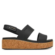 Sandały damskie - Sandały Crocs Brooklyn Cork Low Wedge 211144 Czarny - miniaturka - grafika 1