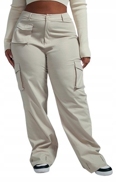 Prettylittlething Plus Size Bojówki Beżowe 48 Ejr
