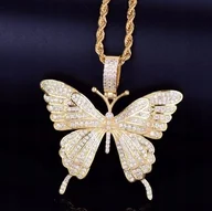 Naszyjniki - Naszyjnik chain złoty motyl diamenty prezent y2k - miniaturka - grafika 1