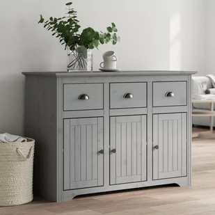 vidaXL Komoda BODO, szara, 115x43x79,5 cm, lite drewno sosnowe - Komody - miniaturka - grafika 1