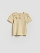 Bluzki dla niemowląt - Reserved - Bluzka z ozdobnym kołnierzykiem - beżowy - miniaturka - grafika 1