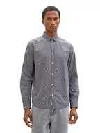 Koszule męskie - TOM TAILOR Męska koszula z nadrukiem geomatrycznym, 31849 – granatowy geometryczny wzór, XL - miniaturka - grafika 1