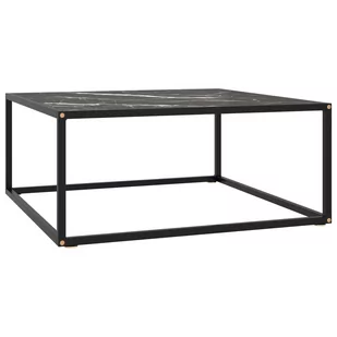 VidaXL Lumarko Stolik herbaciany, szkło w kolorze czarny marmur, 80x80x35 cm 322878 VidaXL - Ławy i stoliki kawowe - miniaturka - grafika 1