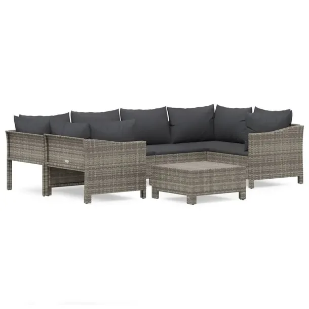 Modny zestaw wypoczynkowy ogrodowy szary, rattan PE, 63 x 63 x 55,5 cm