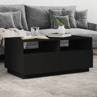 Ławy i stoliki kawowe - vidaXL Stolik kawowy z podświetleniem LED, czarny, 90x49x40 cm - miniaturka - grafika 1