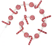 Ozdoby bożonarodzeniowe - Girlanda świąteczna z laskami cukrowymi i cukierkami, 180 cm - miniaturka - grafika 1