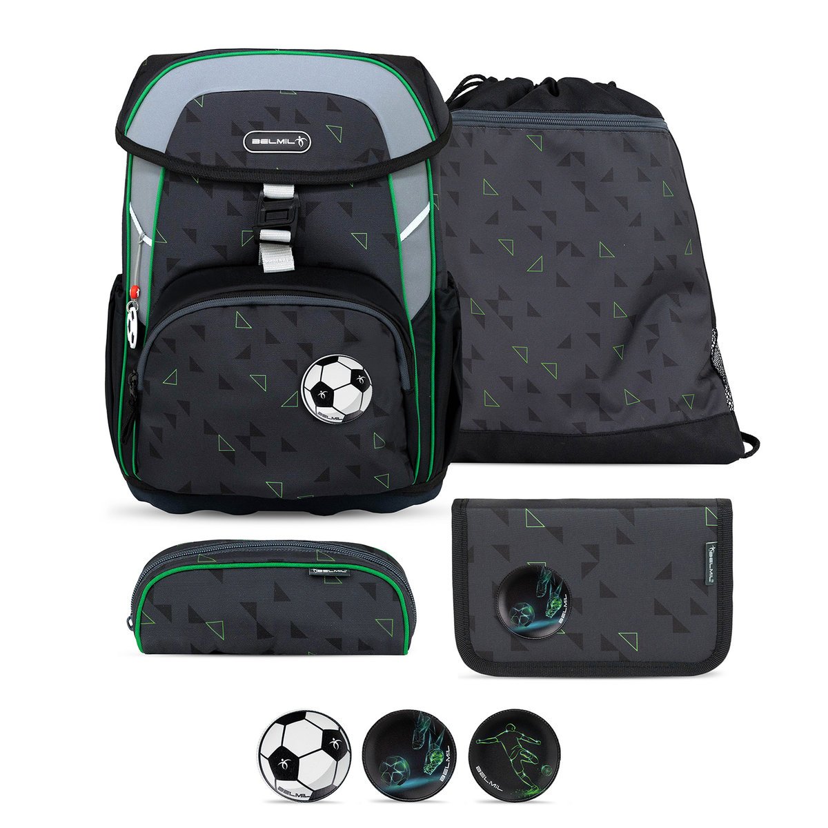 Ergonomiczny zestaw tornistra szkolnego dla chłopców – Belmil Maxi Striker X (5-elementowy)