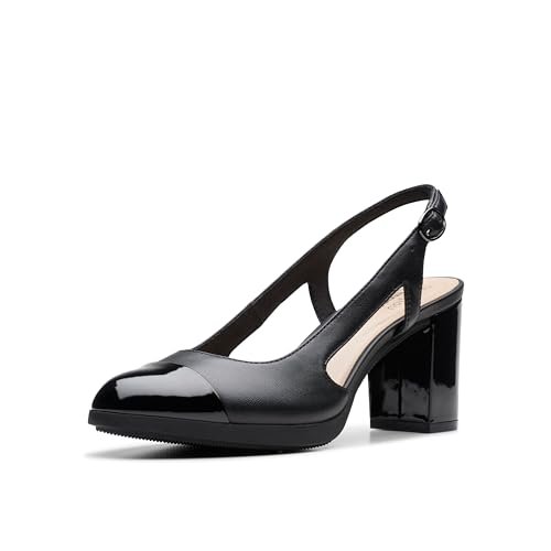 Clarks Damskie czółenka Bayla Joy, Czarna skóra, 39.5 EU