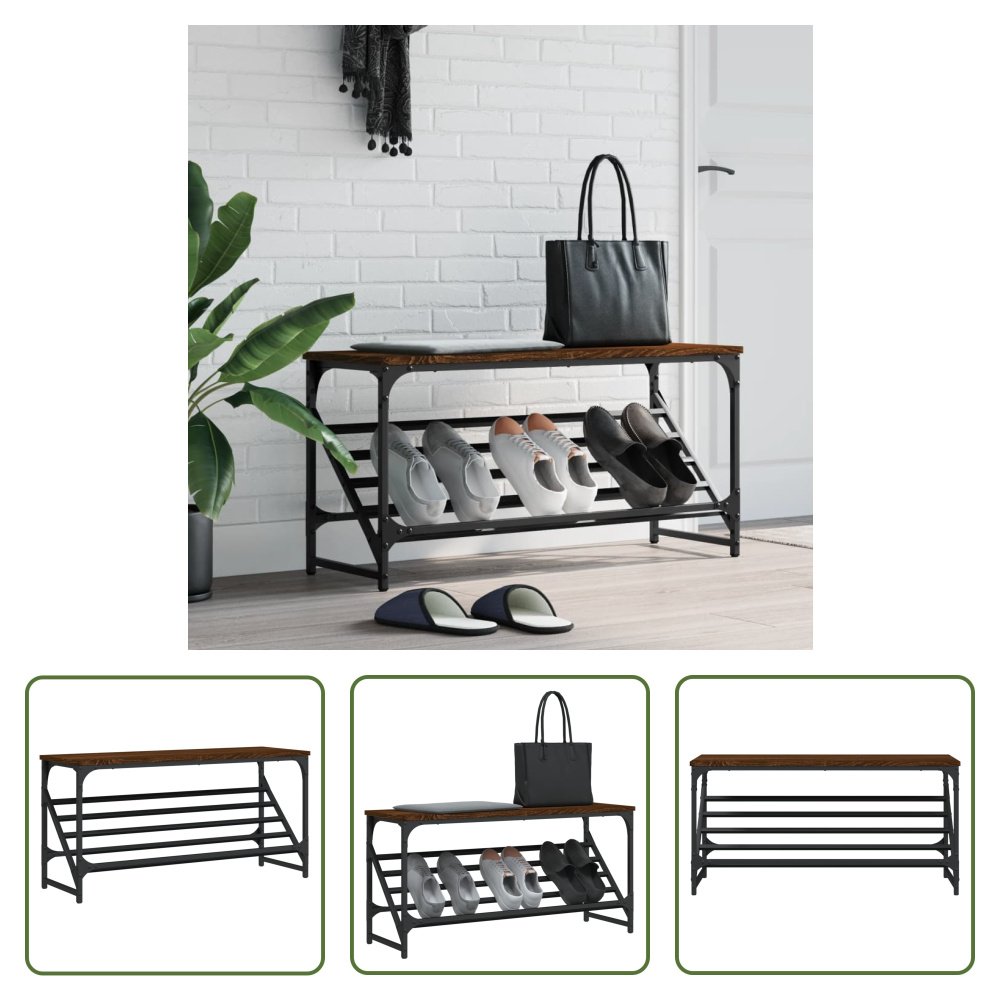 The Living Store Stojak na buty brązowy dąb 90x30x45 cm materiał drewnopochodny