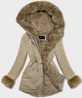 Kurtki damskie - Krótka parka zimowa na futerku jasny beż (16M9062-62) - J STYLE - miniaturka - grafika 1