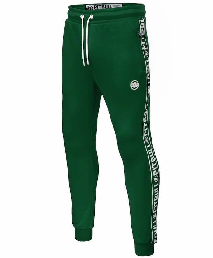 Spodnie dresowe PIT BULL OLDSCHOOL TAPE LOGO TERRY zielone-M