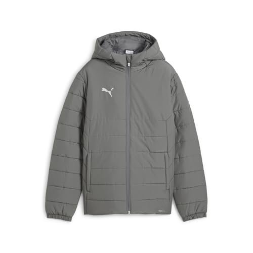 PUMA TeamADDITIONS Wyściełana kurtka z kapturem Jr, 116, płaska średnia szara srebrna