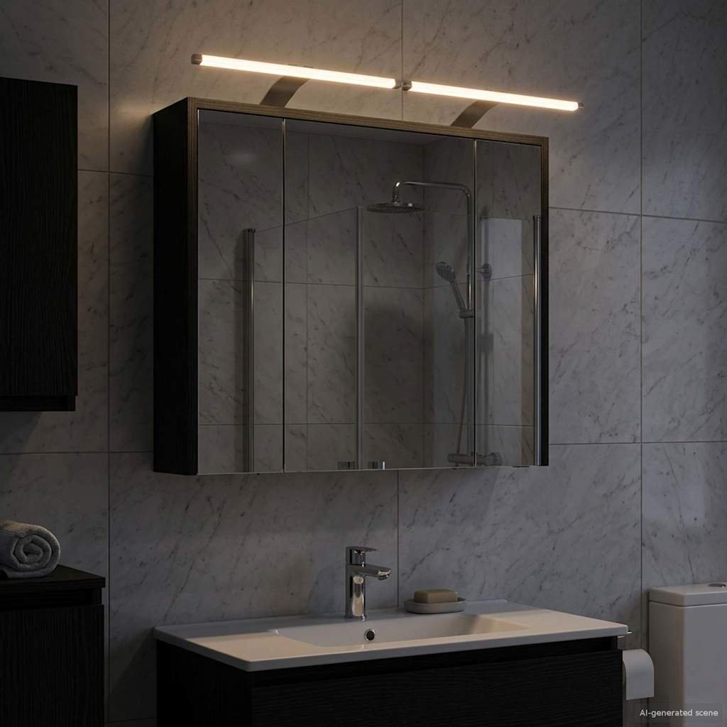 vidaXL vidaXL Szafka z lustrem do łazienki Czarny Dąb 73,5 x 16 x 62,5 cm