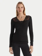 Bluzki damskie - Ysabel Mora Bluzka 70033 Czarny Slim Fit - miniaturka - grafika 1