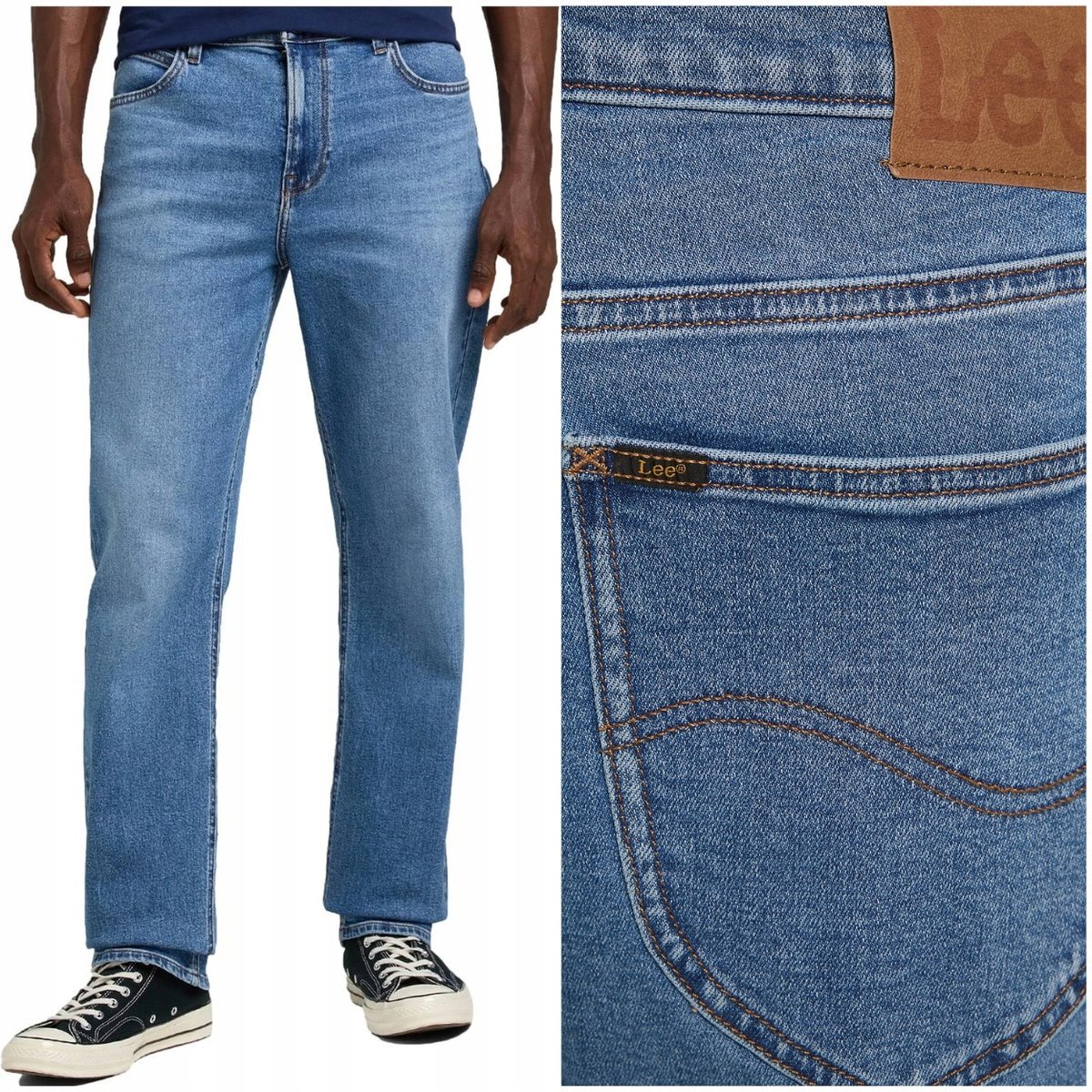 Lee WEST RELAXED Rolling Blue DżINS luźne proste spodnie jeansowe W32 L34