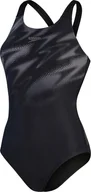 Stroje kąpielowe - Speedo Damski strój kąpielowy Speedo Hyperboom Plmt Msbk Af black / dove grey rozmiar 42 - miniaturka - grafika 1