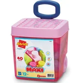 Klocki - Ecoiffier Abrick Zestaw Klocków w Walizce Różowy na Kółkach - miniaturka - grafika 1