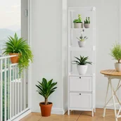 Szafki łazienkowe - Wąska drewniana szafka łazienkowa z 2 szufladami i 3 półkami, praktyczne miejsce do przechowywania kosmetyków, umywalki i pralki - miniaturka - grafika 1