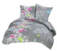 Pościel - pościel z flaneli 200x200 + 2x poszewka F 98 motyle szare - miniaturka - grafika 1