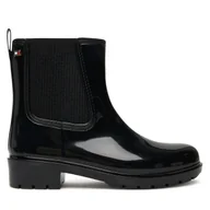 Kalosze damskie - Kalosze Tommy Hilfiger Flag Hardware FW0FW08966 Czarny - miniaturka - grafika 1