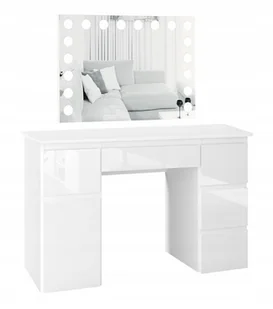 Toaletka Megan B2 Lustro Visage Z Oświetleniem Led Szuflady Szafka Połysk - Szafki łazienkowe - miniaturka - grafika 1