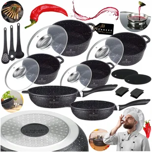 MARMURKOWE ZESTAW GARNKÓW GAZ INDUKCJA Garnki DO ZAPIEKANIA PATELNIA 17EL. - Zestawy garnków i patelni - miniaturka - grafika 1