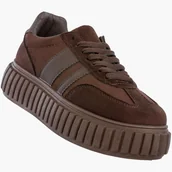 Półbuty damskie - Sneakersy Damskie Na Platformie Buty Sportowe Półbuty Brązowe Brązowy 40 - miniaturka - grafika 1