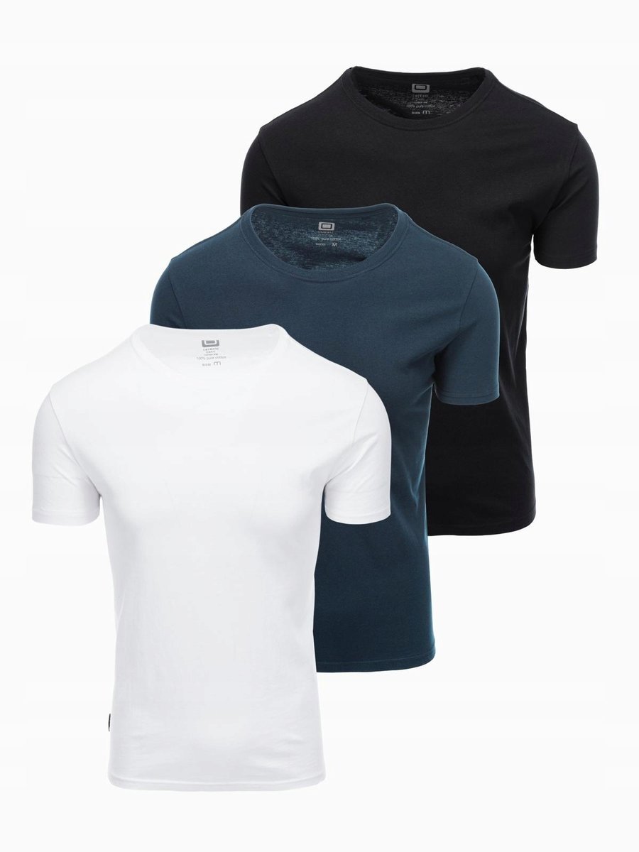 Zestaw męskich t-shirtów bawełna czarny/biały/granatowy OM-TSBS-0232 V1 L