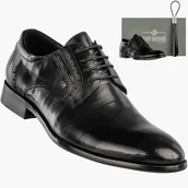 Półbuty męskie - Buty Męskie JOHN DOUBARE Skórzane Półbuty Wizytowe Czarne D788-159-5 Czarny 44 - miniaturka - grafika 1