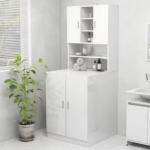 vidaXL Szafka na pralkę biała wysoki połysk 70,5x25,5x90 cm 808392 - Szafki łazienkowe - miniaturka - grafika 2